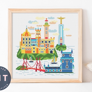 Portugal Cross Stitch Kit, Easy Cross Stitch, Personalized Gifts, Summer Gift, Pdf Pattern, City Art, Mini Cross Stitch