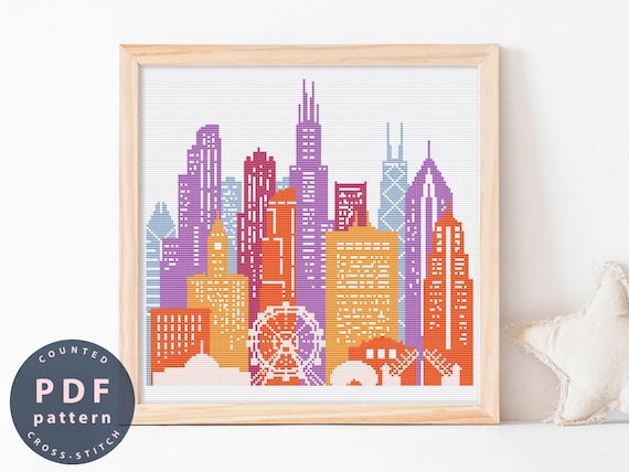 Chicago Cityscape Cross Stitch Pattern PDF Instant Download - Etsy