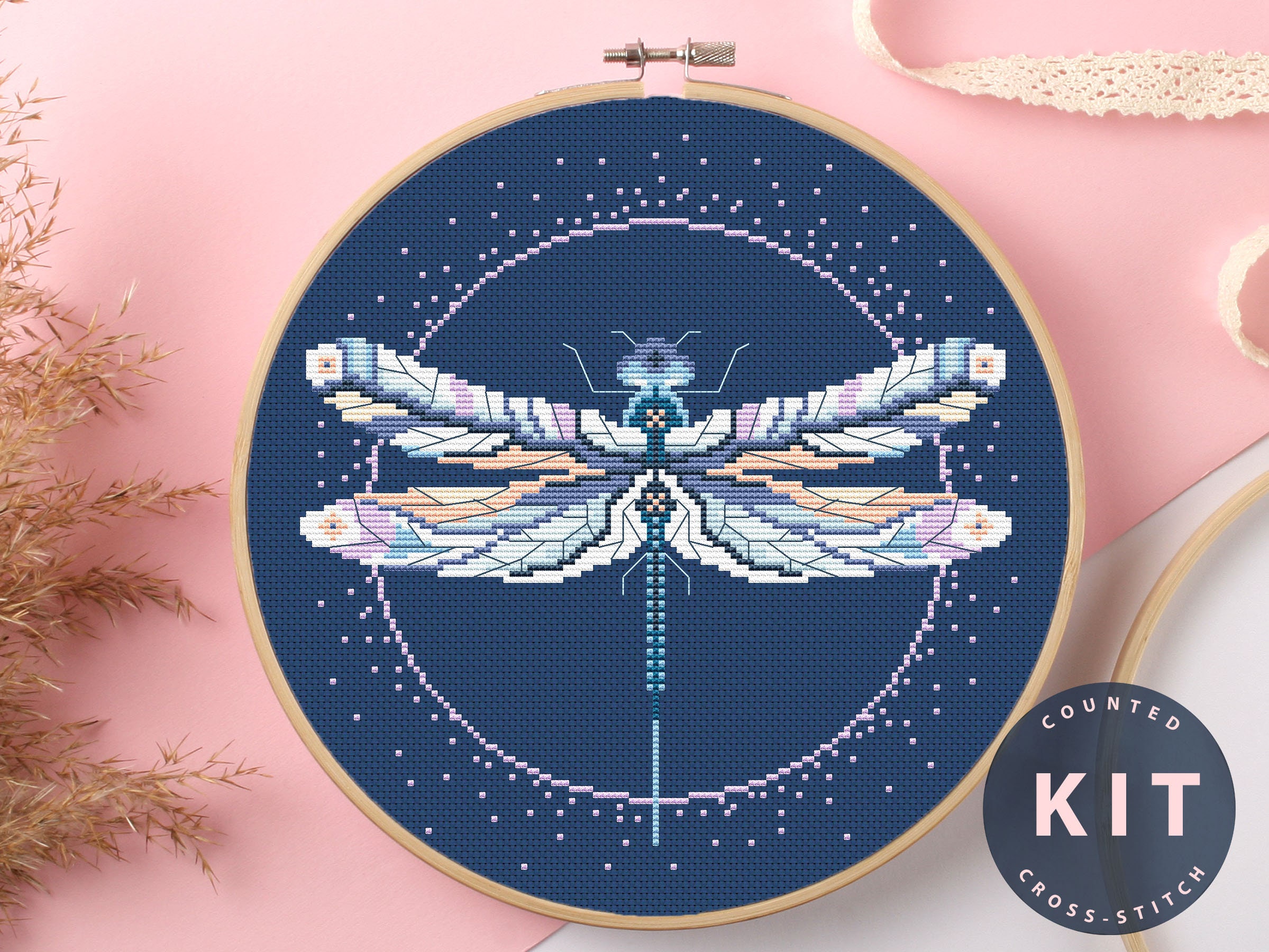 Kits & How To Jewelry Making & Beading Bug Cross Stitch KEMX027 Dragonfly KIT Kit For Beginner