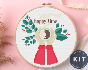 Happy Time Cross Stitch Kit Beginner #KEMX069