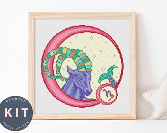 Zodiac Capricorn Cross Stitch Kit Beginner #KEMX265