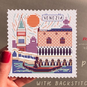 Venezia Mini City Cross Stitch Pattern: Skyline Craft Kit (PDF Pattern)