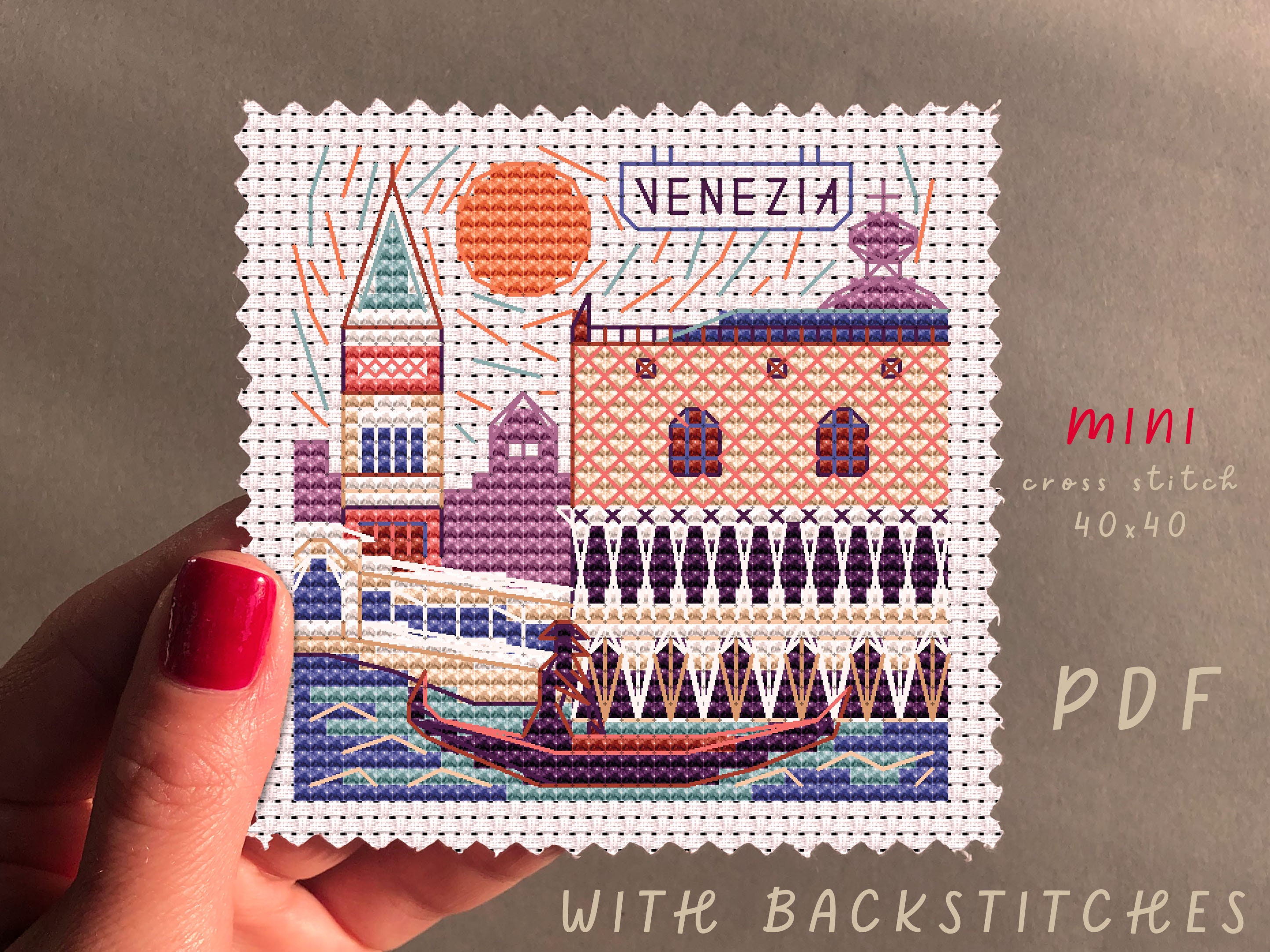 Venezia Mini City Cross Stitch Pattern: Skyline Craft Kit (PDF Pattern ...