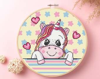 Kit de punto de cruz de unicornio: DIY para principiantes con hilo DMC