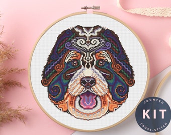 Bernedoodle Cross Stitch Kit #KEMX330 para principiantes