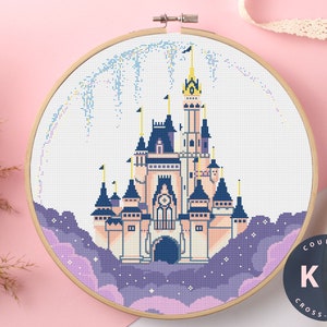 Aschenputtel Schloss Kreuzstichpackung Anfänger #KEMX084 | Cartoon-Aschenputtel-Schloss | Nadelspitzen Stickpackungen | Märchenschloss