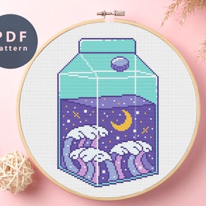 Milk Carton Cross Stitch Pattern | Birthday Gift | Cottagecore Pattern |  Nature Cross Stitch | Gift For Grandma