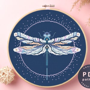 Dragonfly Cross Stitch Pattern #EMX027 | Embroidery PDF Pattern | DIY  | Cross Stitch Designs | Xstitch Patterns | Cross Stitch World