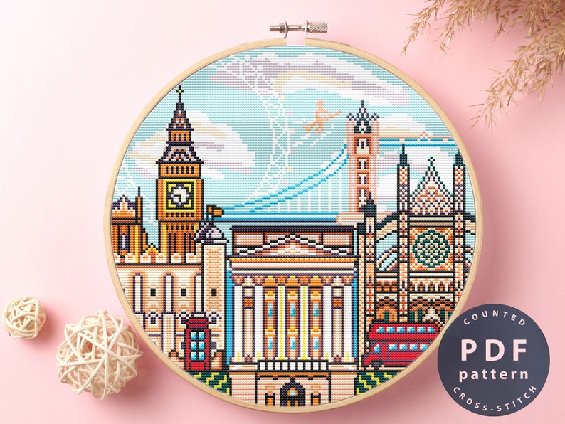 London Cross Stitch Pattern PDF Instant Download Modern Etsy