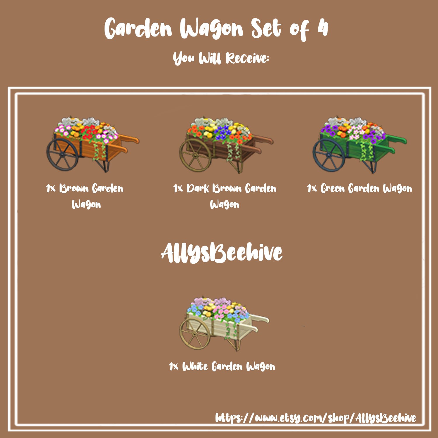 ACNH Set of 4 Garden Wagons Etsy