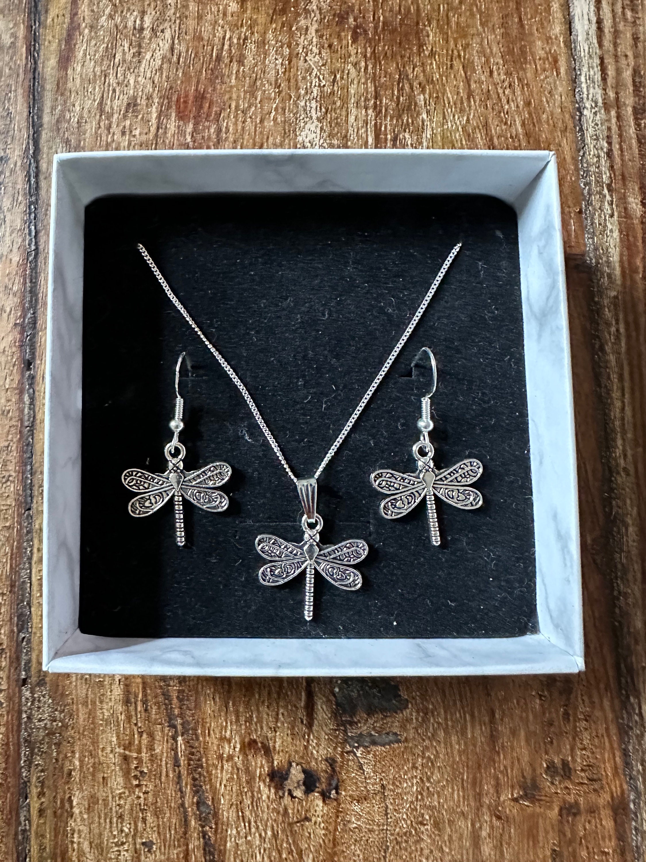 Collana in argento sterling con dettagli di libellula - catena 45