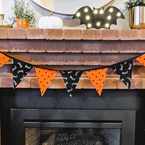 BOO! Halloween Banner | Fabric Triangle Pennant / Bunting