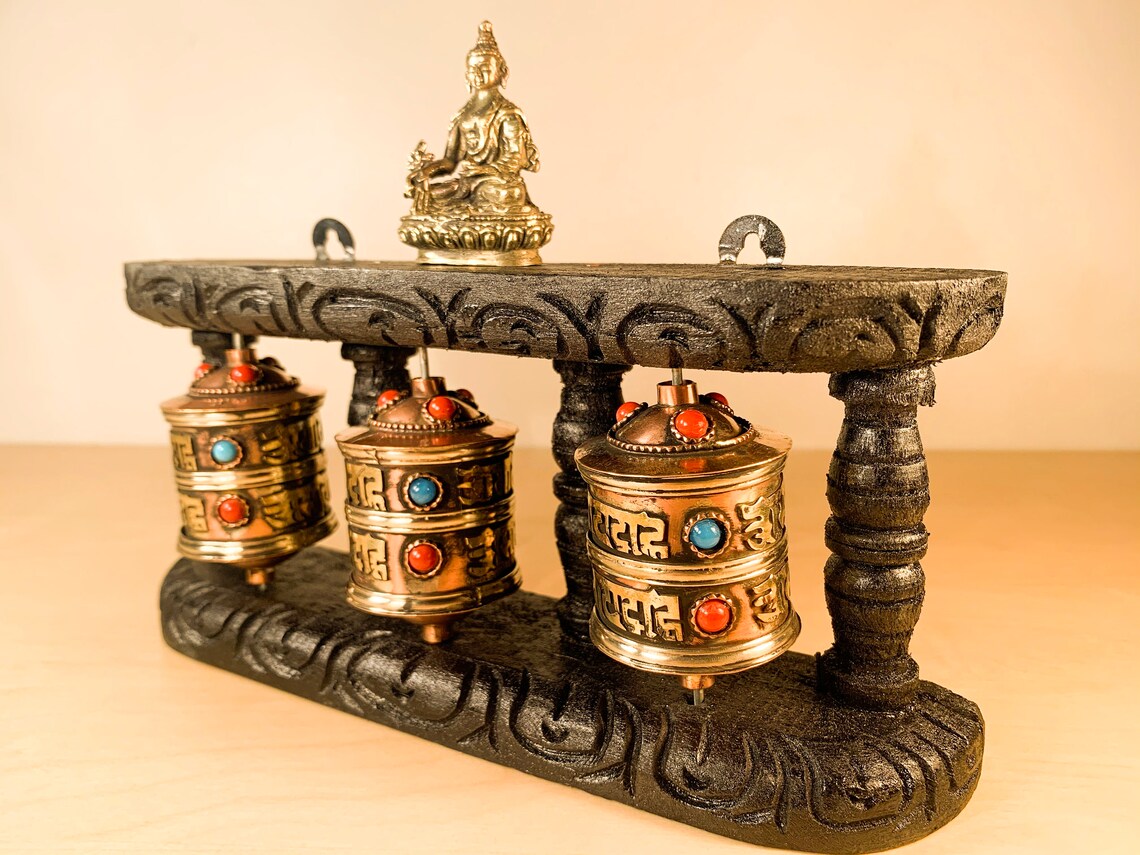 SALE Tibetan Buddhist Spinning Wheel Shrine Design Etsy UK
