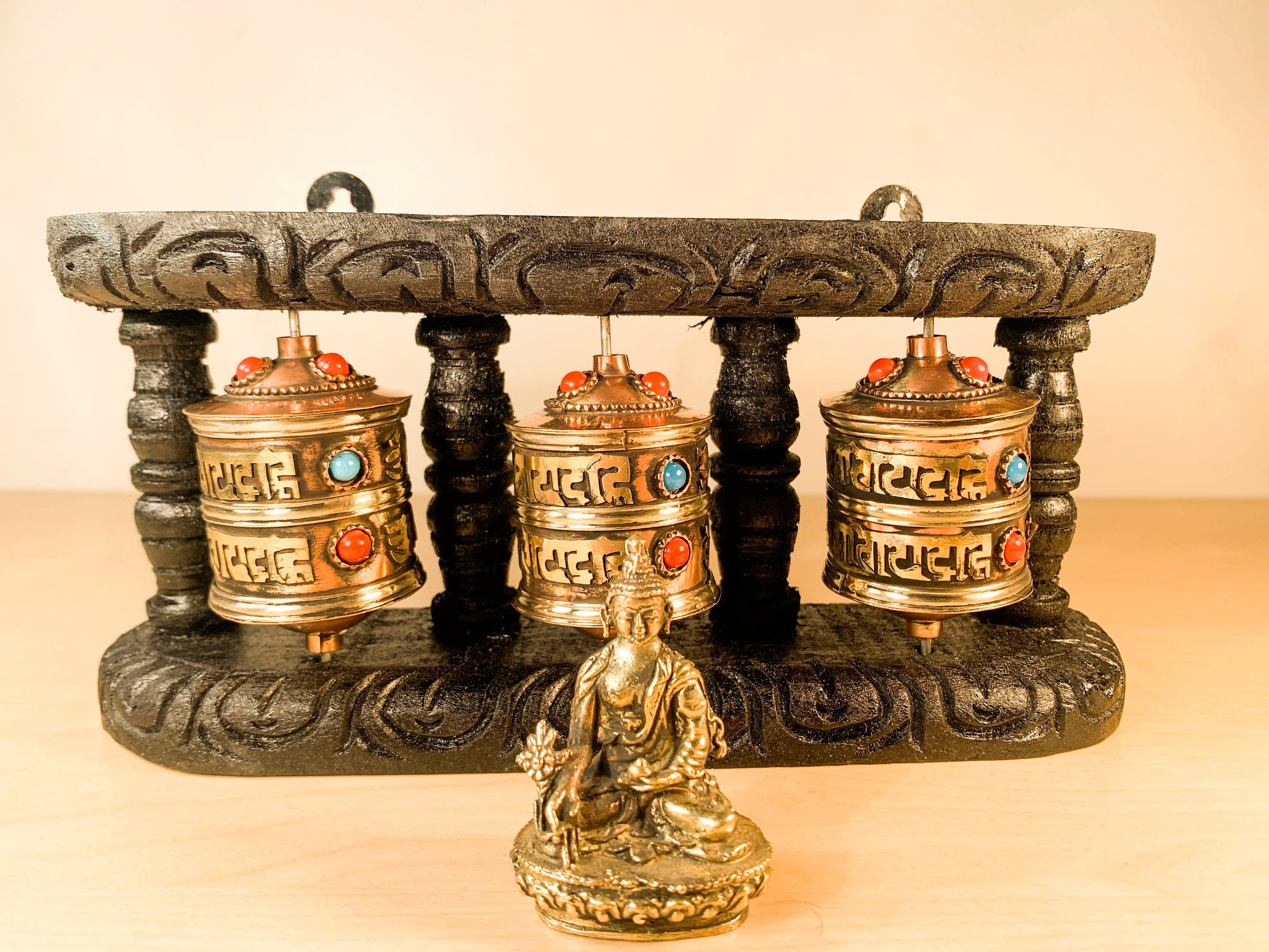 SALE Tibetan Buddhist Spinning Wheel Shrine Design Etsy