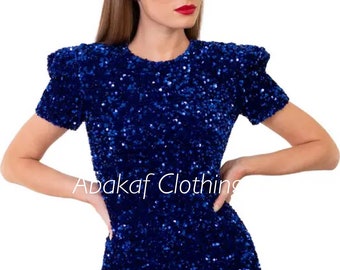 blue dress sequin