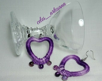 Boucles d’oreilles faites à la main lilac coeur cadeau boucles d’oreilles femme boucles d’oreilles exclusives femmes