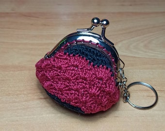 Mini monedero llavero de ganchillo con boquilla hecho a mano, regalo para casa nueva, cartera eco friendly de crochet