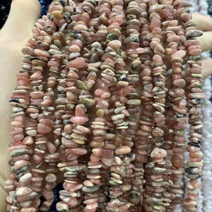 AAA Rhodochrosite Chip Beads: Natural Argentina Gemstone (5-7mm)