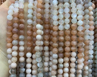 Koraliki z naturalnego kamienia księżycowego AAA: okrągłe koraliki z kamieni szlachetnych do bransoletek (4-10 mm)