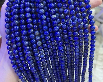 AAA Lapislazuli Runde Perlen: Natürlicher Blauer Edelstein, 15,5 "Strang