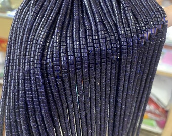 AAA-kralen van blauwe zandsteen: 2 x 3 mm, 2 x 4 mm, 15,5" streng
