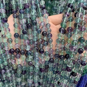 Grade AAA Natural Rainbow Fluorite Beads, Smooth Round Beads, Crystal Quartz Beads, DIY Beads, Multi Color Gemstone, 15.5 Inch Strand