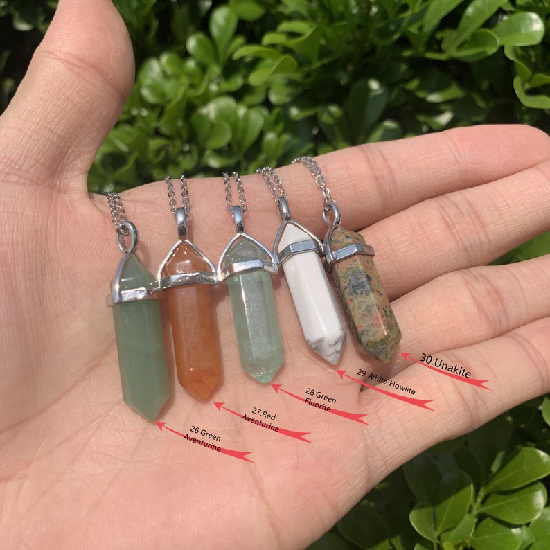 35 kinds,Natural Crystal Point Pendant,Hexagon Healing Point Pendant,Healing Gemstone,Handmade Gemstone Necklace,Gift Crystal Necklace image 6