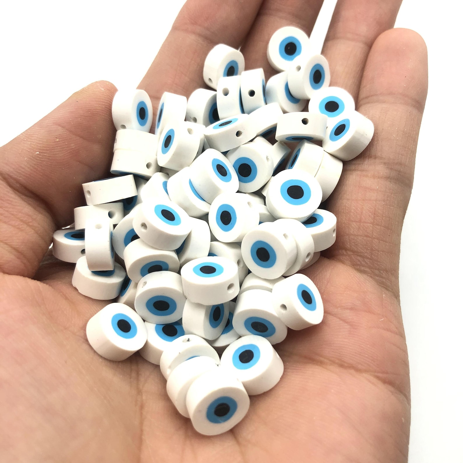 Evil Eye Polymer Clay Beads Polymer Clay Disc Beads Stretchy Etsy