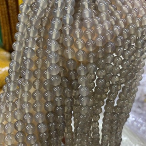 Gray Agate Beads: Natural Gemstone Round Beads, 15.5&quot; Strand