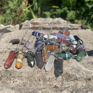 35 kinds,Natural Crystal Point Pendant,Hexagon Healing Point Pendant,Healing Gemstone,Handmade Gemstone Necklace,Gift Crystal Necklace image 8