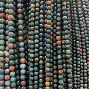 AAA Indian Bloodstone Beads: Green Gemstone, 15.5 Inch Strand