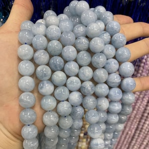 AAA Aquamarine Beads: Natural Blue Crystal Round Strand