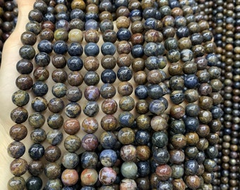 AAA Golden Pietersite Beads: Natural African Round Gemstone, 15.5" Strand