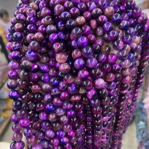 Natural Multicolor Tiger Eye Beads, Cat Eye Beads, Rose Red, Grade AAA Genuine Gemstone Round Loose Beads, 6mm 8mm 10mm Bulk Lot Options
