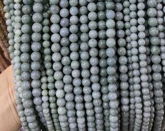 Echte burmesische runde Jade-Perlen: Schmuckherstellungszubehör