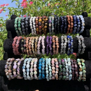 Tumbled Gemstone Crystal Bracelet: Healing Nugget Stretchy Bracelet