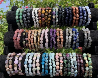 Trommeledelstein-Kristallarmband: Heilendes Nugget-Dehnbares Armband