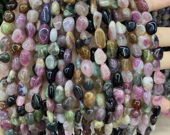 AA Grade Tourmaline Nugget Beads: Natural Freeform Pebble, 7mm-12mm