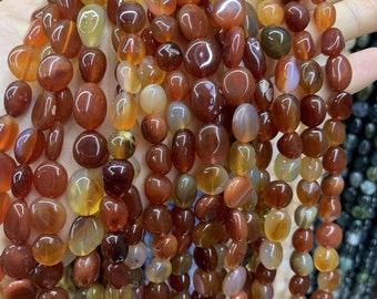 Natural Nugget Freeform Red Agate Beads,  Grade AA Pebble Nugget Shape, Loose Beads, Bulk Lot Options , 7-9mm, 8-12mm