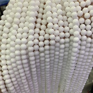 AA White Jade Round Beads: Snow Quartz Gemstone Strand