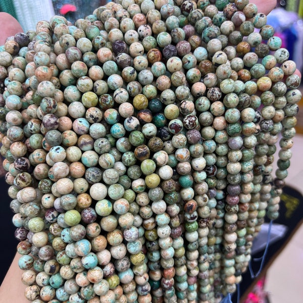 Natural Turquoise Beads, Loose Round Semi Precious Stone Beads, Gemstone Beads, Genuine Turquoise for Jewelry Making, 6mm, 8mm, 10mm
