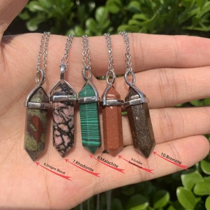 35 kinds,Natural Crystal Point Pendant,Hexagon Healing Point Pendant,Healing Gemstone,Handmade Gemstone Necklace,Gift Crystal Necklace image 2