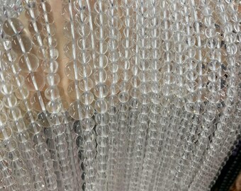 AAA Clear Quartz Beads: Round Rock Crystal Gemstone, 15.5 Inch Strand