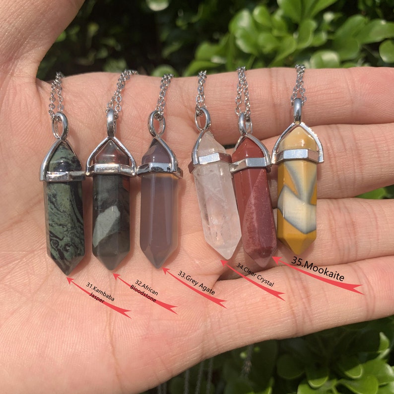 35 kinds,Natural Crystal Point Pendant,Hexagon Healing Point Pendant,Healing Gemstone,Handmade Gemstone Necklace,Gift Crystal Necklace image 7