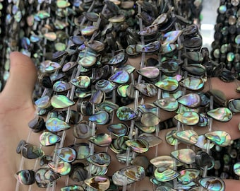 Abalone Shell Teardrop Perlen: Natürlicher Paua Edelstein, 15.5 "Strang