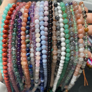 58 tipos de cuentas de cristal, cuentas redondas de piedras preciosas genuinas, cuentas sueltas, para pulsera artesanal, fabricación de joyas de bricolaje, 6 mm 8 mm 10 mm
