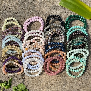 Handmade Crystal Bracelet: Round Gemstone Beads, Healing Jewelry