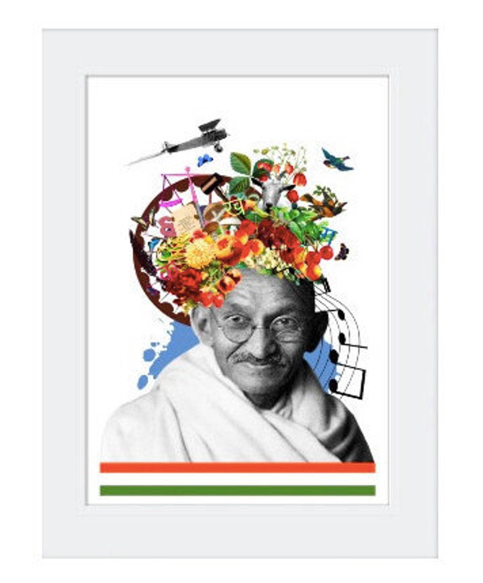Mahatma Gandhi Print / Full Colour Art / Wall Décor / Unique Etsy