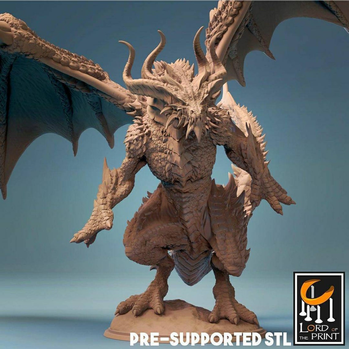 Bahamut Miniature by Lord of the Print 3D Printed DnD Mini image 0