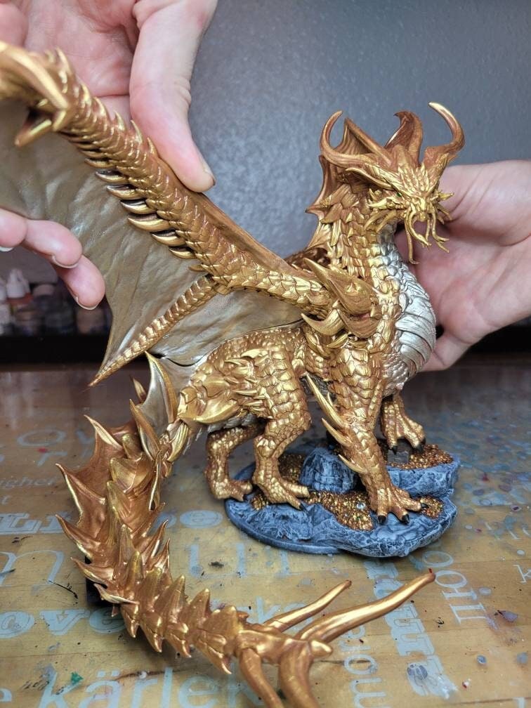 Ancient Gold Dragon Miniature by Lord of the Print 3D Printed Etsy
